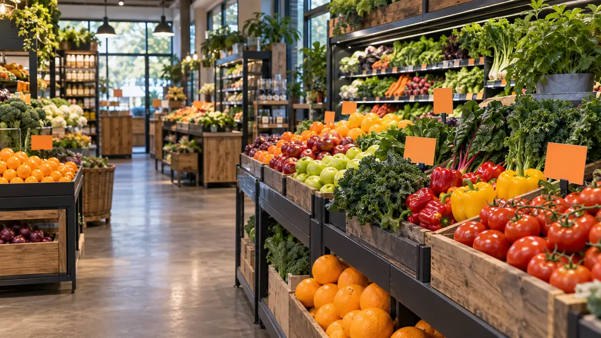 Illustrative grocery retail display.
