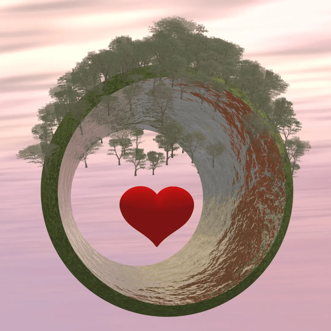Sho.Lux Lifestyle Centre artwork of a heart inside a ring of trees